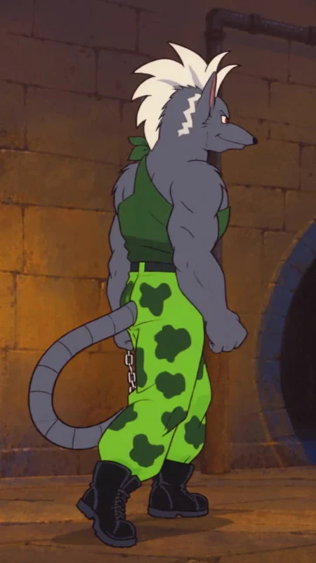Ray B. with his white lightning-bolt marking and green camouflage pants